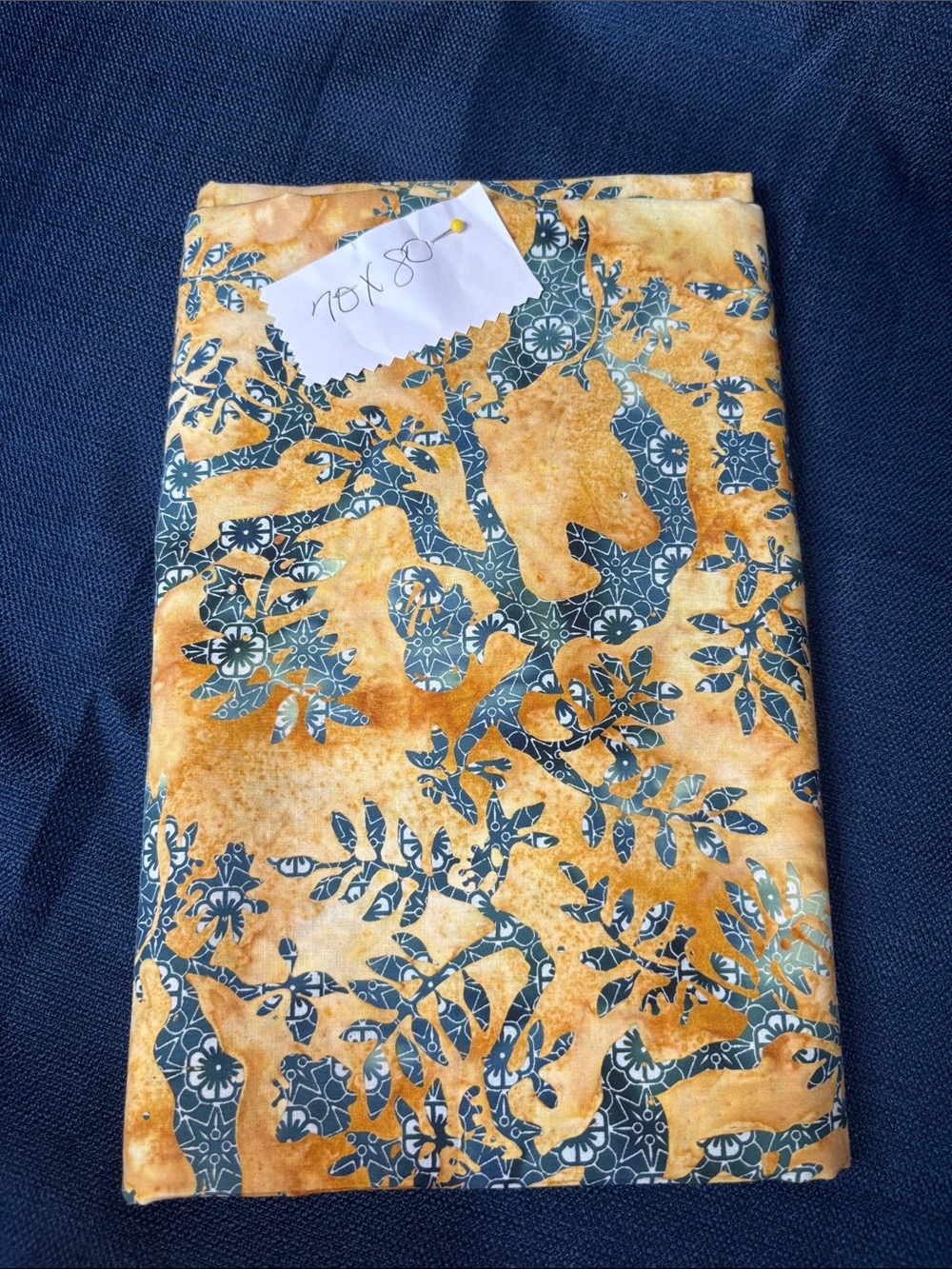 Blue & Gold Floral Cotton fabric